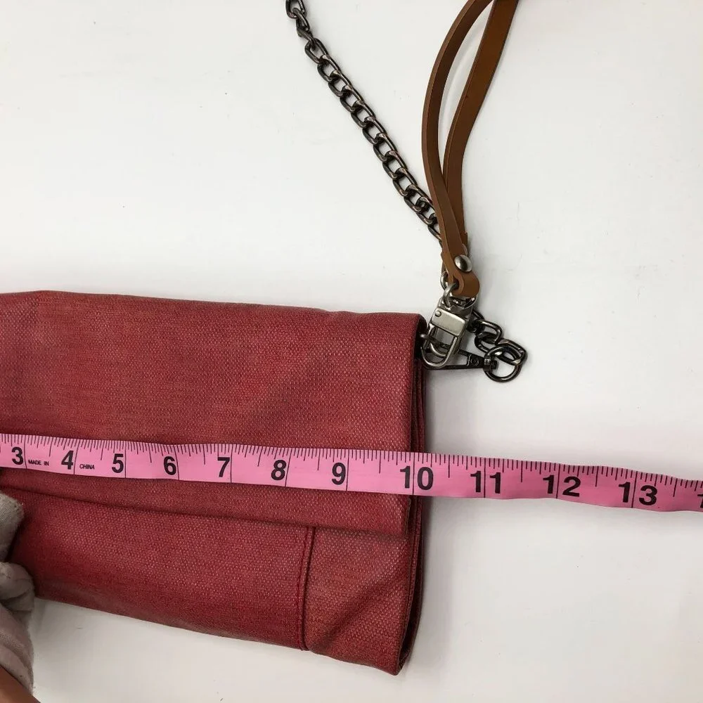 Kenneth Cole Womens Genuine Leather‎ Crossbody Chain Bag Wristlet Red Brick